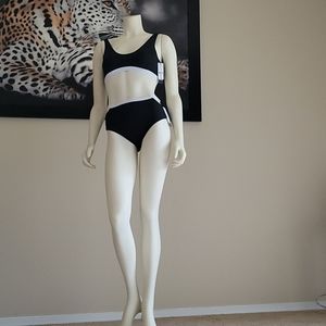 2 Piece Black with White Trimming  Bikini Swimsuit